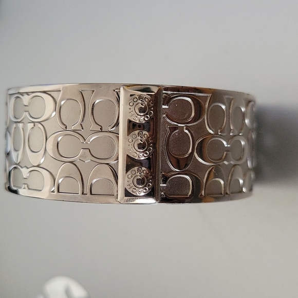 COACH Wide Silver Plated Bangle - Picture 4 of 4